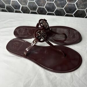 Tory Burch Mini Miller Jelly Thong Sandals Size 9 Burgundy